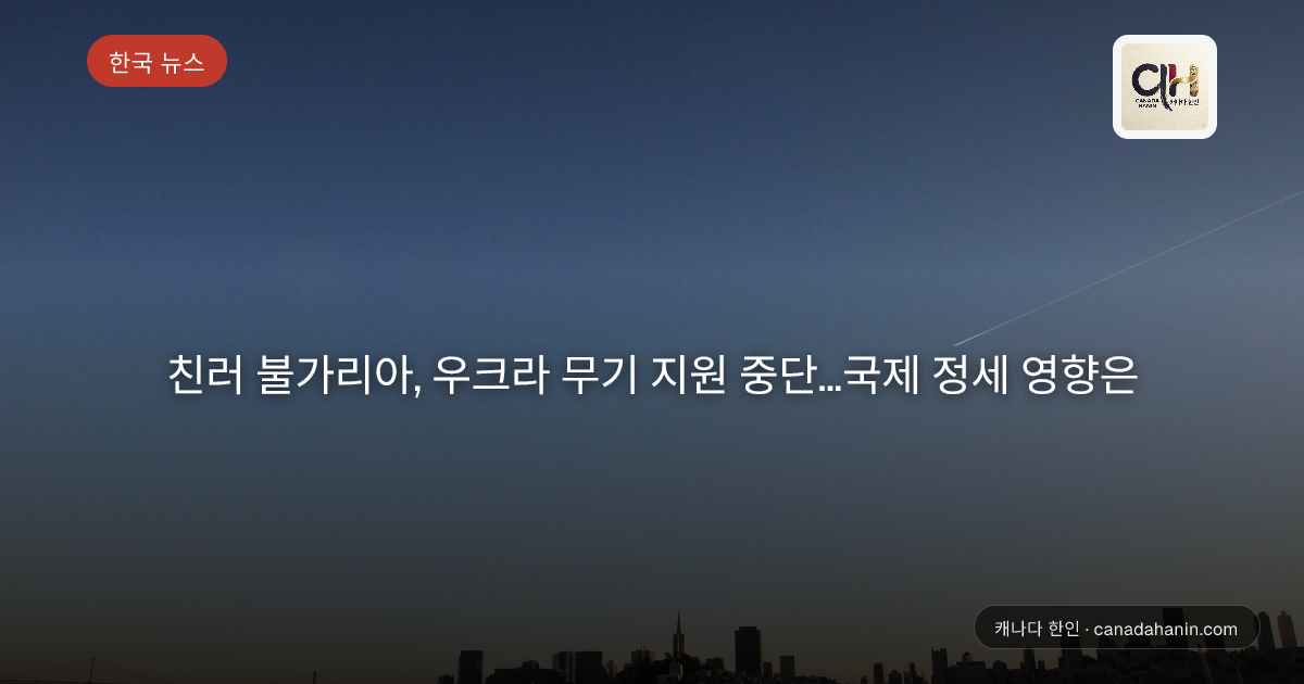친러 불가리아, 우크라 무기 지원 중단…국제 정세 영향은